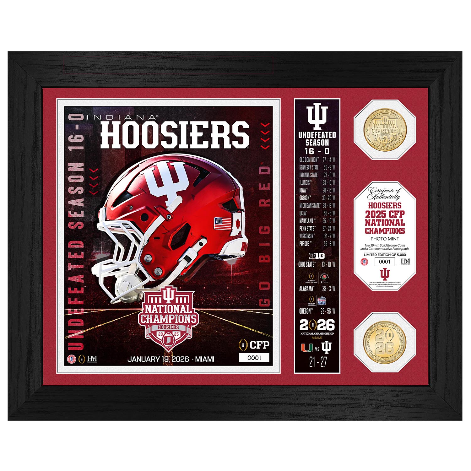 Indiana Hoosiers 2025-26 CFP National Champions Team Force Bronze 2-Coin Photo Mint