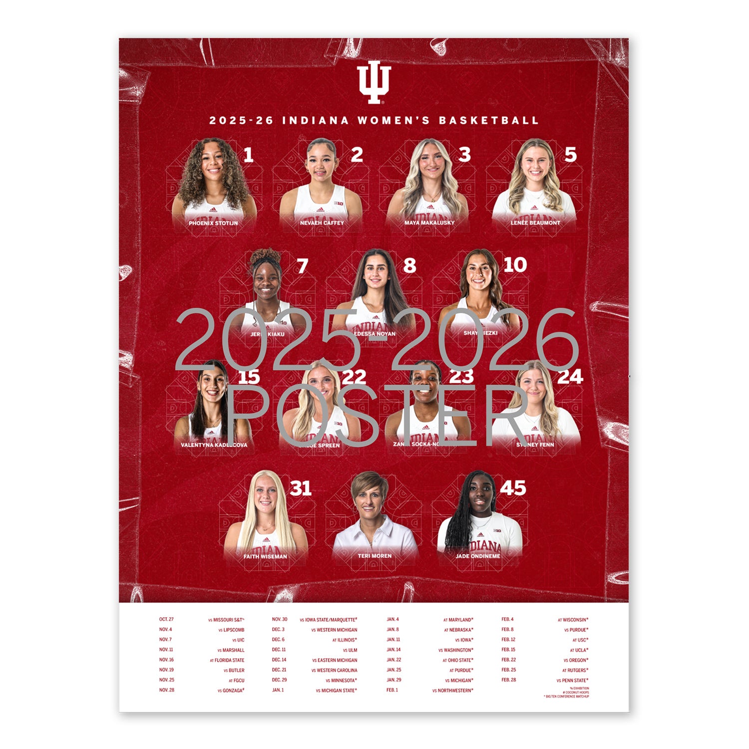 Indiana Hoosiers 25/26 Women's Basketball Schedule Poster