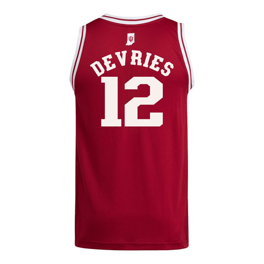 Indiana Hoosiers Adidas #12 Tucker DeVries Student Athlete Crimson Basketball Jersey