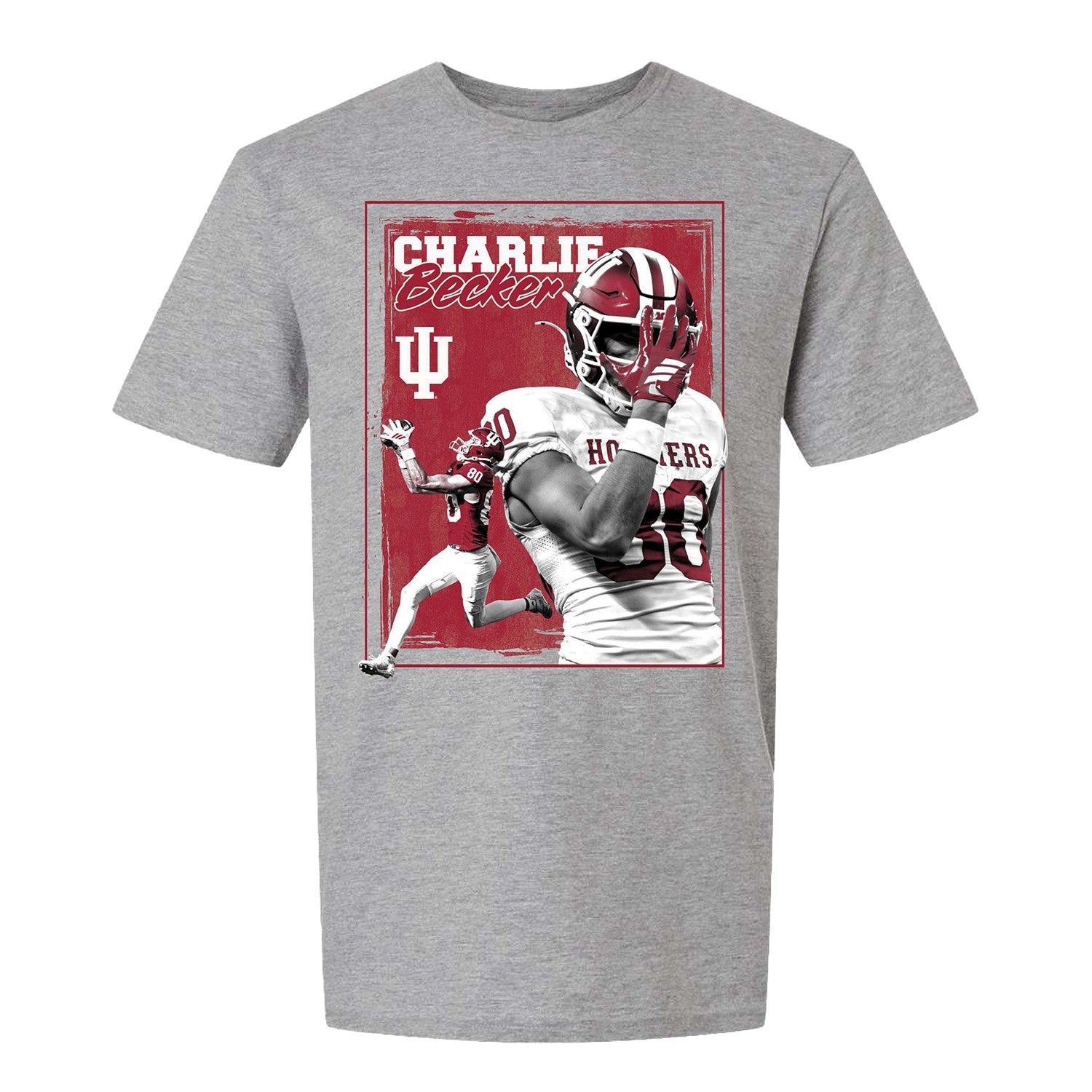 Youth  Indiana Hoosiers Football Student Athlete #80 Charlie Becker Duo T-Shirt