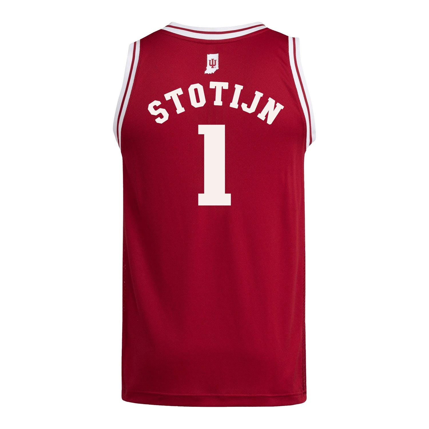 Indiana Hoosiers Adidas #1 Phoenix StotIJn Student Athlete Youth Crimson Basketball Jersey - Back View