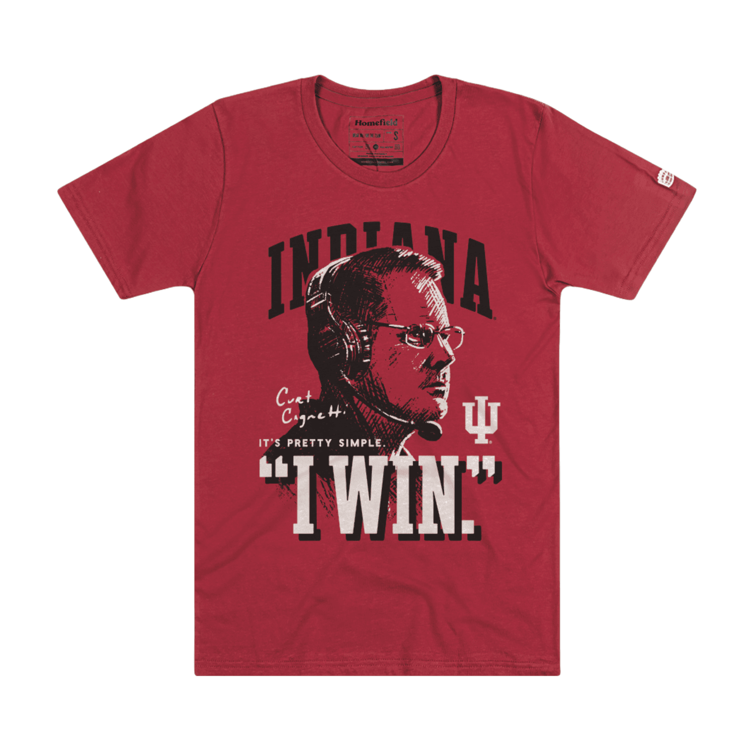Indiana Hoosiers Coach Cignetti "I WIN" Crimson T-Shirt