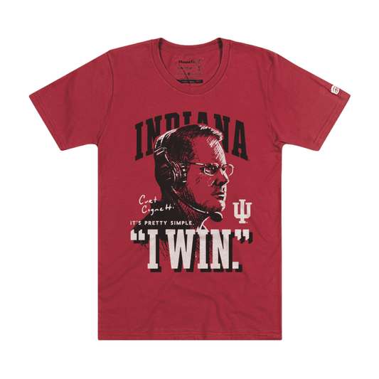 Indiana Hoosiers Coach Cignetti "I WIN" Crimson T-Shirt