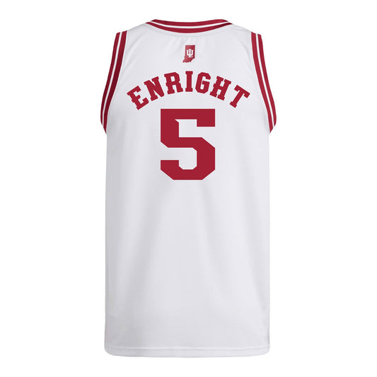 Indiana Hoosiers Adidas #5 Conor Enright Student Athlete White Basketball Jersey