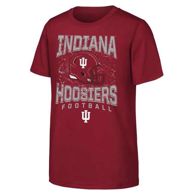 Indiana Hoosiers Red Youth Football T-Shirt - Front View
