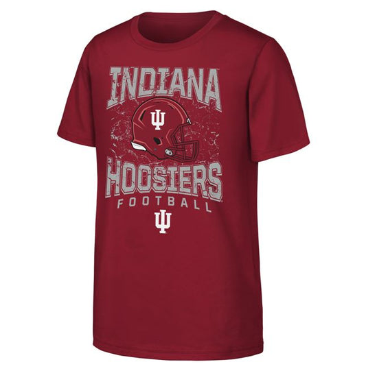 Indiana Hoosiers Red Youth Football T-Shirt - Front View