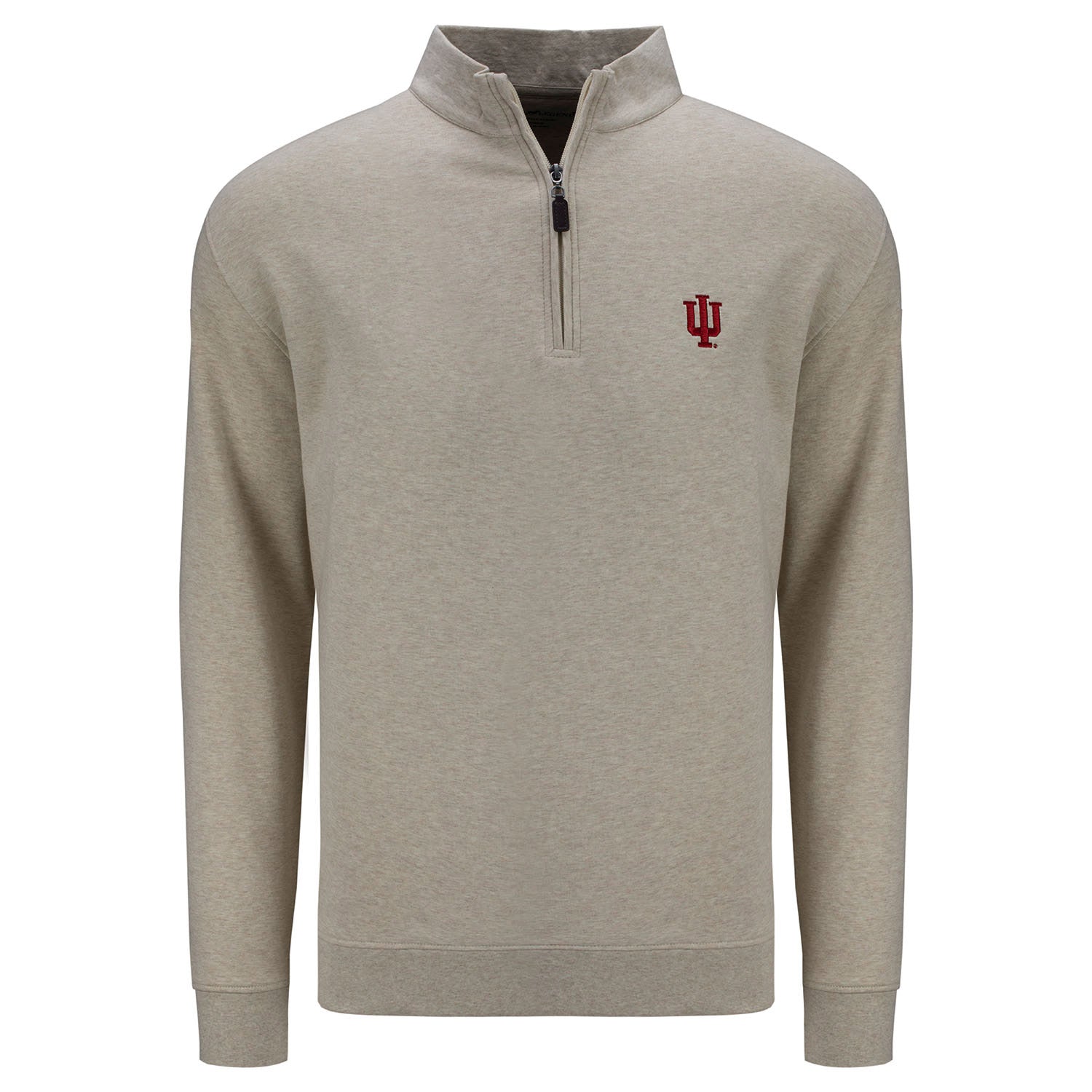Indiana Hoosiers Lycra Fleece 1/4 Zip Oatmeal Jacket - Front View