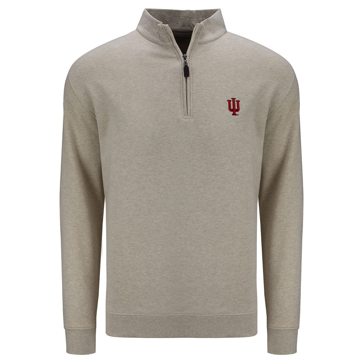 Indiana Hoosiers Lycra Fleece 1/4 Zip Oatmeal Jacket - Front View