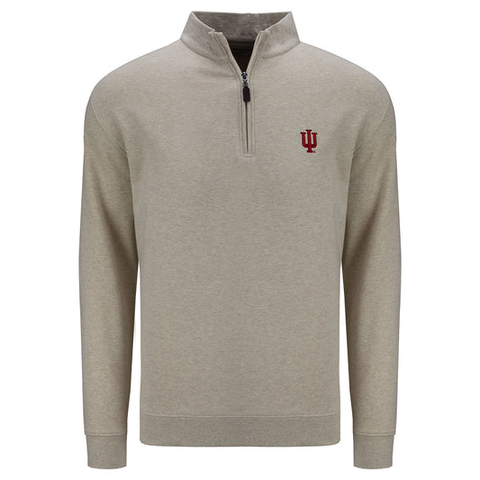 Indiana Hoosiers Lycra Fleece 1/4 Zip Oatmeal Jacket - Front View