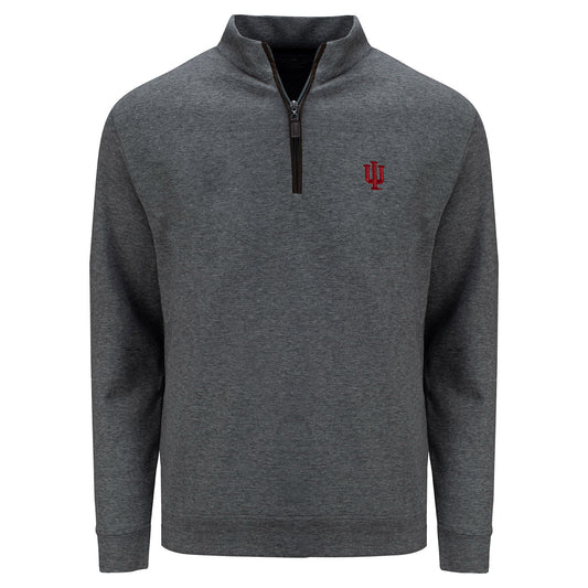 Indiana Hoosiers End to End Interlocking Logo 1/4 Zip Grey Jacket - Front View