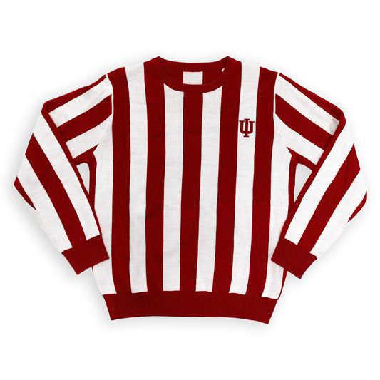 Indiana Hoosiers Candy Stripe Sweater in Crimson and White - Front View