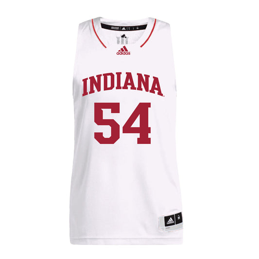 Indiana Hoosiers Adidas White Men's Basketball Student Athlete Jersey #54 Mackenzie Holmes - Front View
