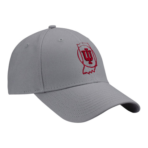 Indiana Hoosiers Basketball Court Logo Grey Adjustable Hat - Front View