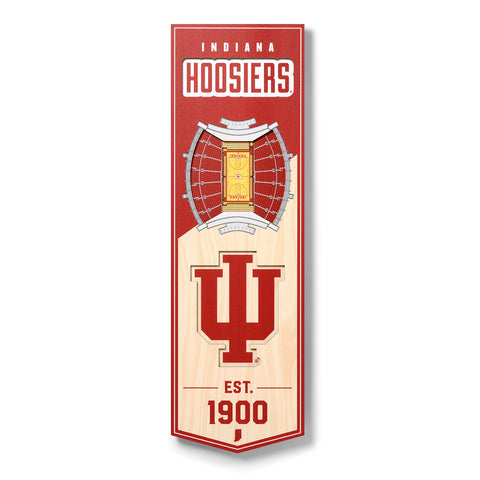 Indiana Hoosiers 6" x 19" 3D Assembly Hall Banner in Crimson - Front View
