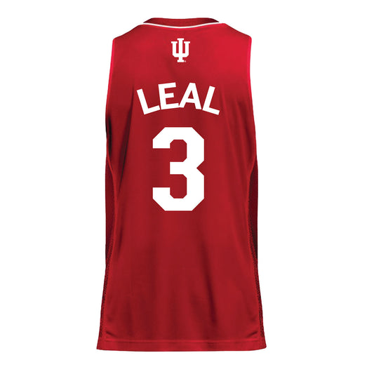 Indiana Hoosiers Adidas Student Athlete Crimson Men's Basketball Student Athlete Jersey #3 Anthony Leal - Back View
