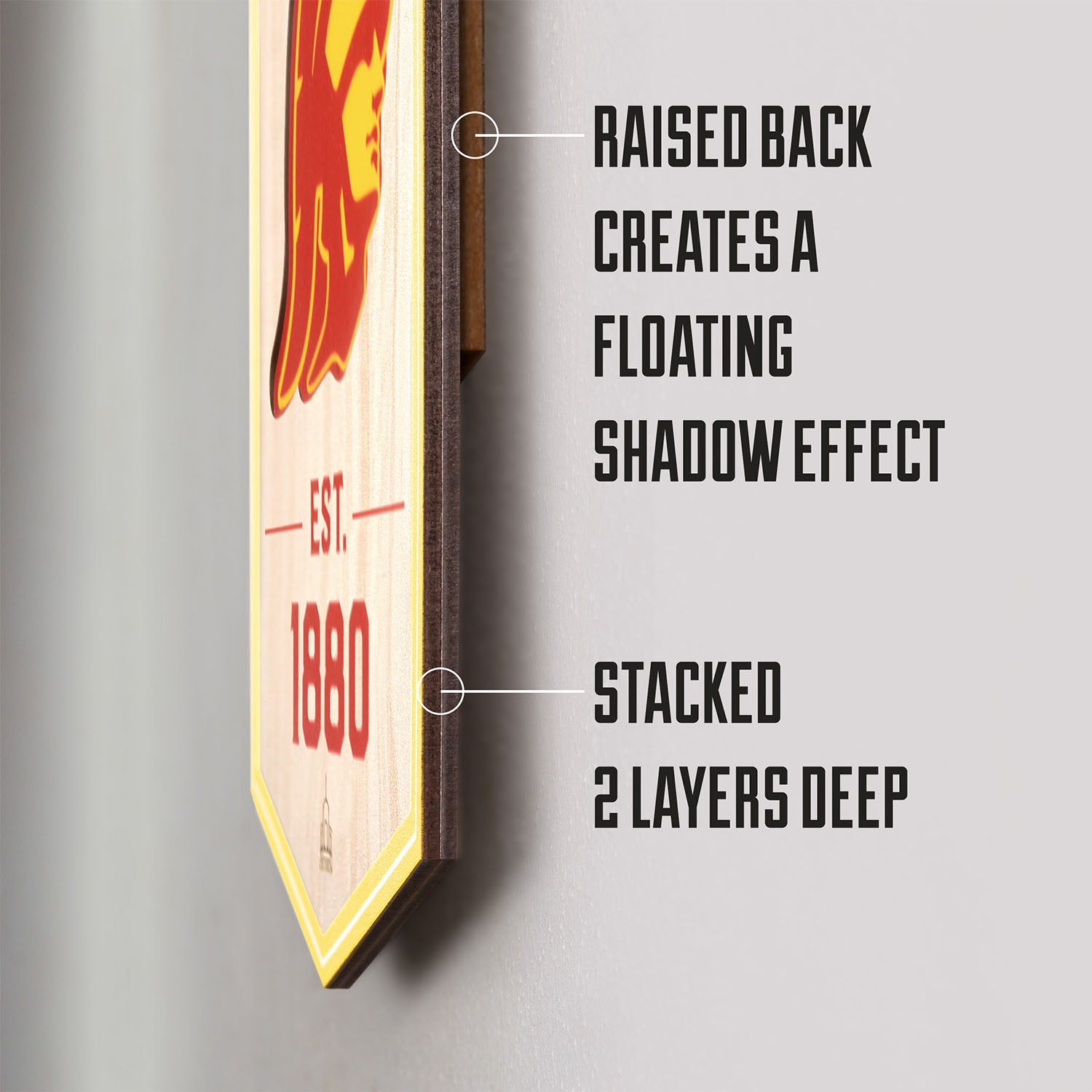 Indiana Hoosiers 6" x 19" 3D Assembly Hall Banner in Crimson - Side View