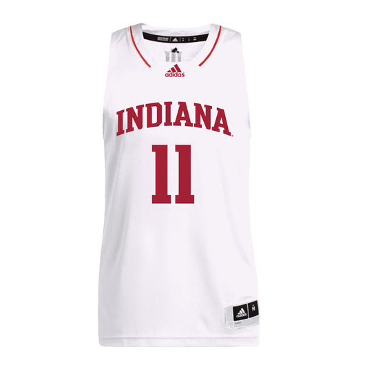 Indiana Hoosiers Adidas White Men's Basketball Student Athlete Jersey #11 CJ Gunn - Front View
