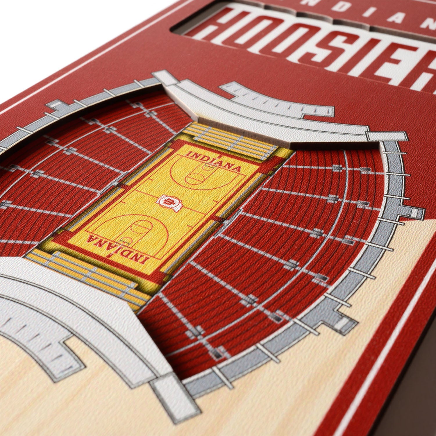 Indiana Hoosiers 6" x 19" 3D Assembly Hall Banner in Crimson - Close View