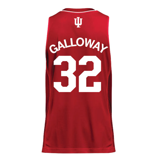 Indiana Hoosiers Adidas Student Athlete Crimson Men's Basketball Student Athlete Jersey #32 Trey Galloway - Back View