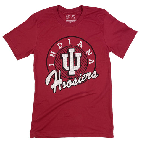 Indiana Hoosiers Script Drop Shadow T-Shirt in Crimson - Front View