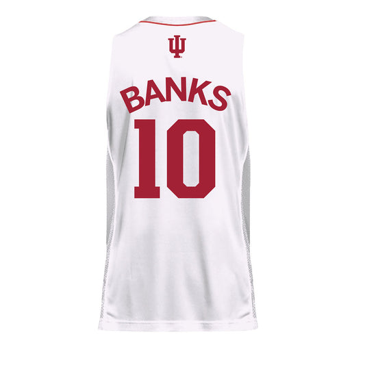 Indiana Hoosiers Adidas White Men's Basketball Student Athlete Jersey #10 Kaleb Banks - Back View