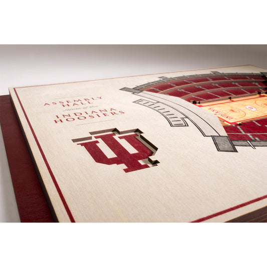 Indiana Hoosiers 13.5" x 18" Assembly Hall 5 Layer Sign in Crimson - Close View
