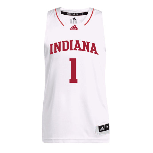 Indiana Hoosiers Adidas White Men's Basketball Student Athlete Jersey #1 Lexus Bargesser - Front View