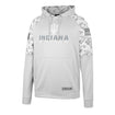Indiana Hoosiers Clutch Hooded Sweatshirt in Light Grey with Camo Sleeves and Hood - Front View