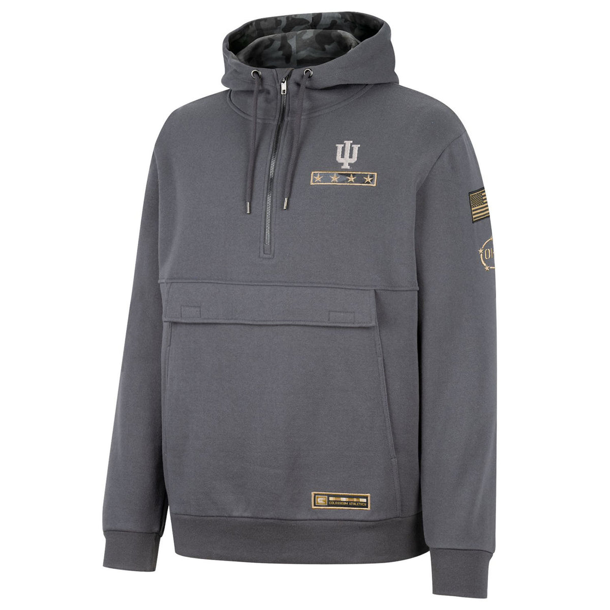 Indiana Hoosiers Ghost Rider 1/4 Zip Jacket in Grey - Front View