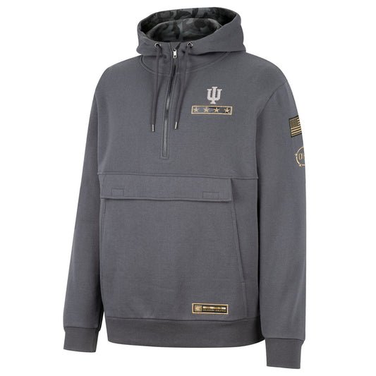 Indiana Hoosiers Ghost Rider 1/4 Zip Jacket in Grey - Front View