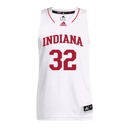 Indiana Hoosiers Adidas White Men's Basketball Student Athlete Jersey #32 Trey Galloway - Front View