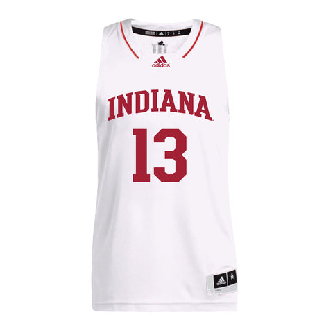 Indiana Hoosiers Adidas White Men's Basketball Student Athlete Jersey #13 Shaan Burke - Front View