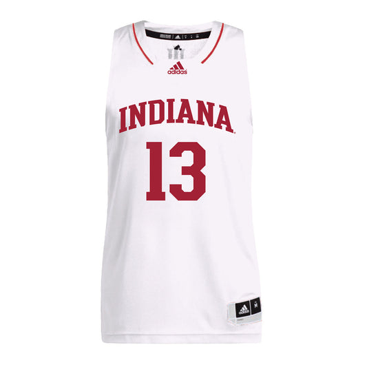 Indiana Hoosiers Adidas White Men's Basketball Student Athlete Jersey #13 Shaan Burke - Front View