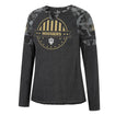 Ladies Indiana Hoosiers V-Notch Long Sleeve in Charcoal Grey with Camo Detailing - Front View