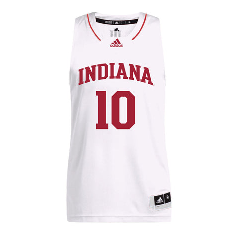 Indiana Hoosiers Adidas White Men's Basketball Student Athlete Jersey #10 Kaleb Banks - Front View