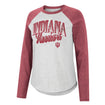 Ladies Indiana Hoosiers Carol Long Sleeve in Crimson and Light Grey - Front View