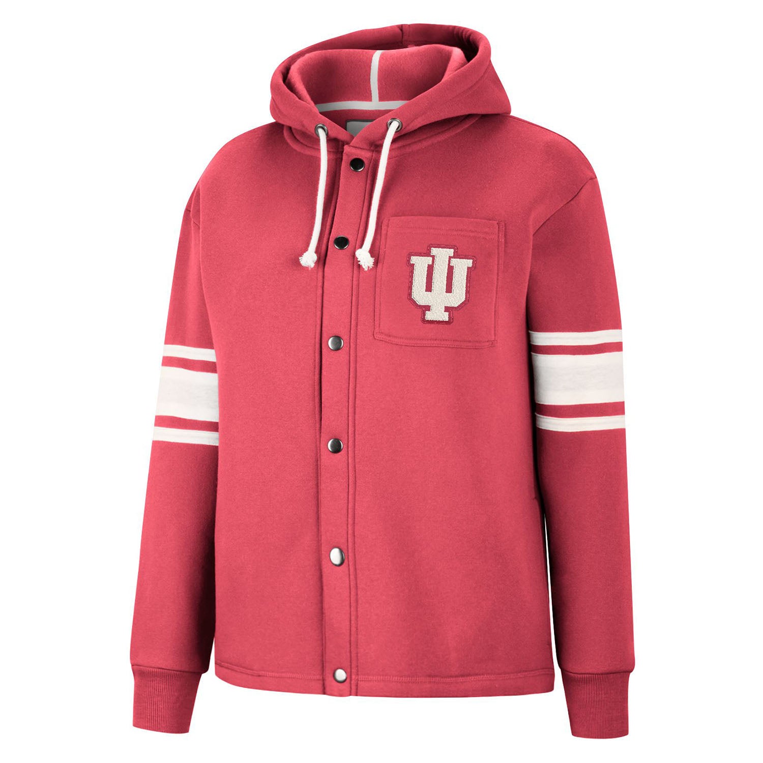 Ladies Indiana Hoosiers Mia Snap Jacket in Crimson - Front View