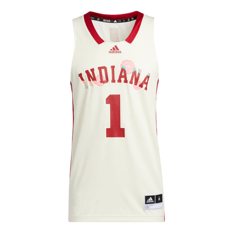 Indiana Hoosiers Adidas Basketball Swingman HBE Jersey in Cream - Front View