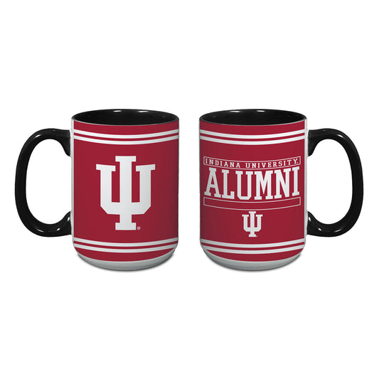 Indiana Hoosiers 15 Oz. Alumni Java Mug in Black and Crimson - Front and Back View