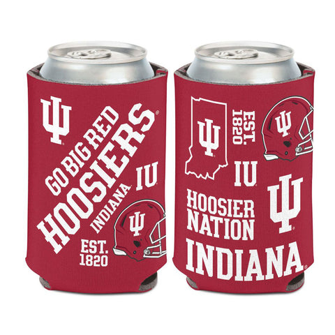 Indiana Hoosiers Scatterprint Coozie in Crimson - Front and Back View