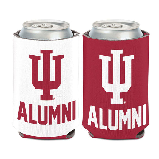 Indiana Hoosiers Primary Alumni Coozie in Crimson and White - Front and Back View