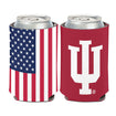 Indiana Hoosiers American Flag Primary Coozie in Crimson and White - Front and Back View
