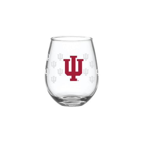 Indiana Hoosiers 15 Oz. Stemless Wine Glass - Front View