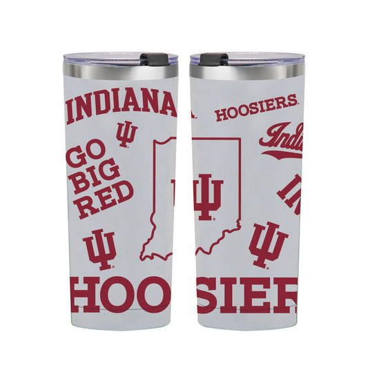 Indiana Hoosiers 24 Oz. Medley Tumbler in White and Crimson - Front and Back View