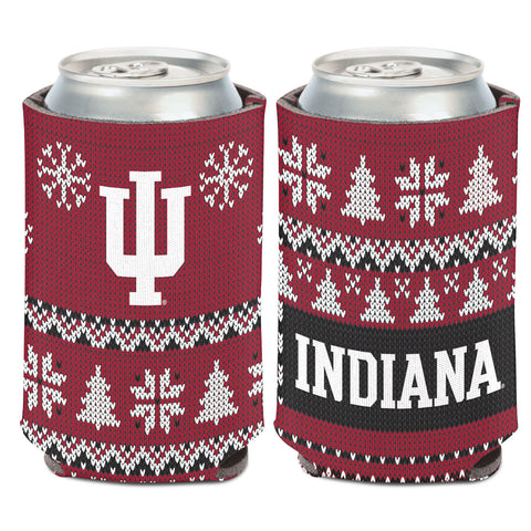 Indiana Hoosiers Holiday Coozie in Crimson - Front and Back View