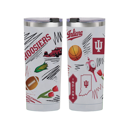 Indiana Hoosiers 24 Oz. Local Tumbler - White - Front and Side View