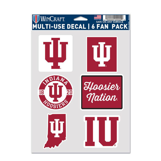 Indiana Hoosiers 6-Pack Multi-Use Decals in Crimson - Front View