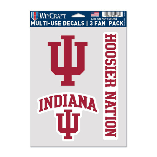 Indiana Hoosiers 3-Pack Multi-Use Decals in Crimson - Front View