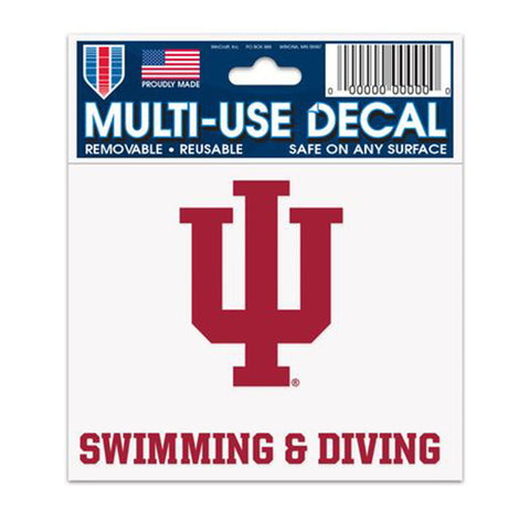 Indiana Hoosiers 3" x 4" Swimming & Diving Decal in Crimson - Front View