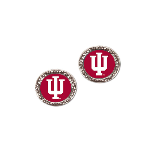 Indiana Hoosiers Round Logo Crimson Earrings - Front View